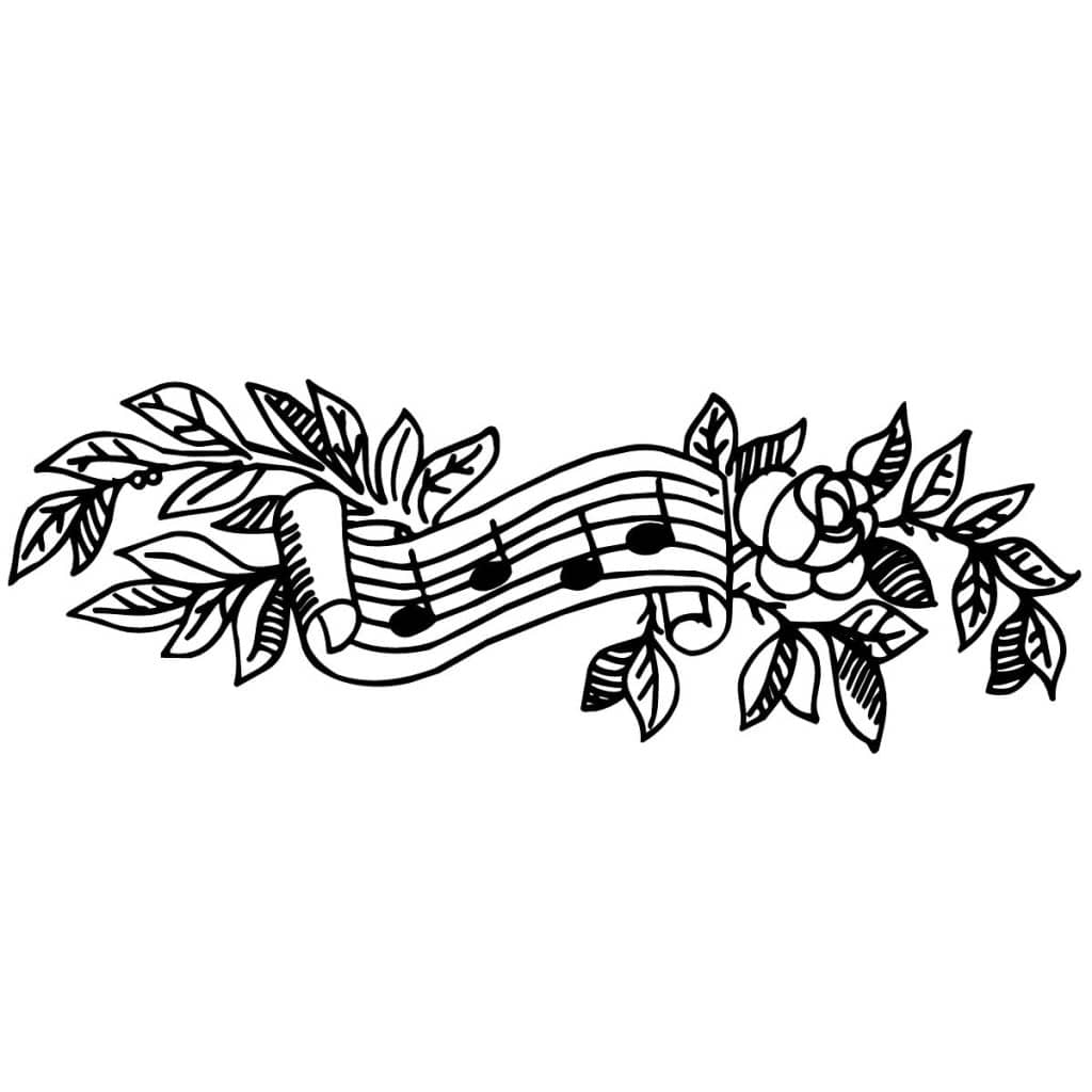 rose and music note tattoos  