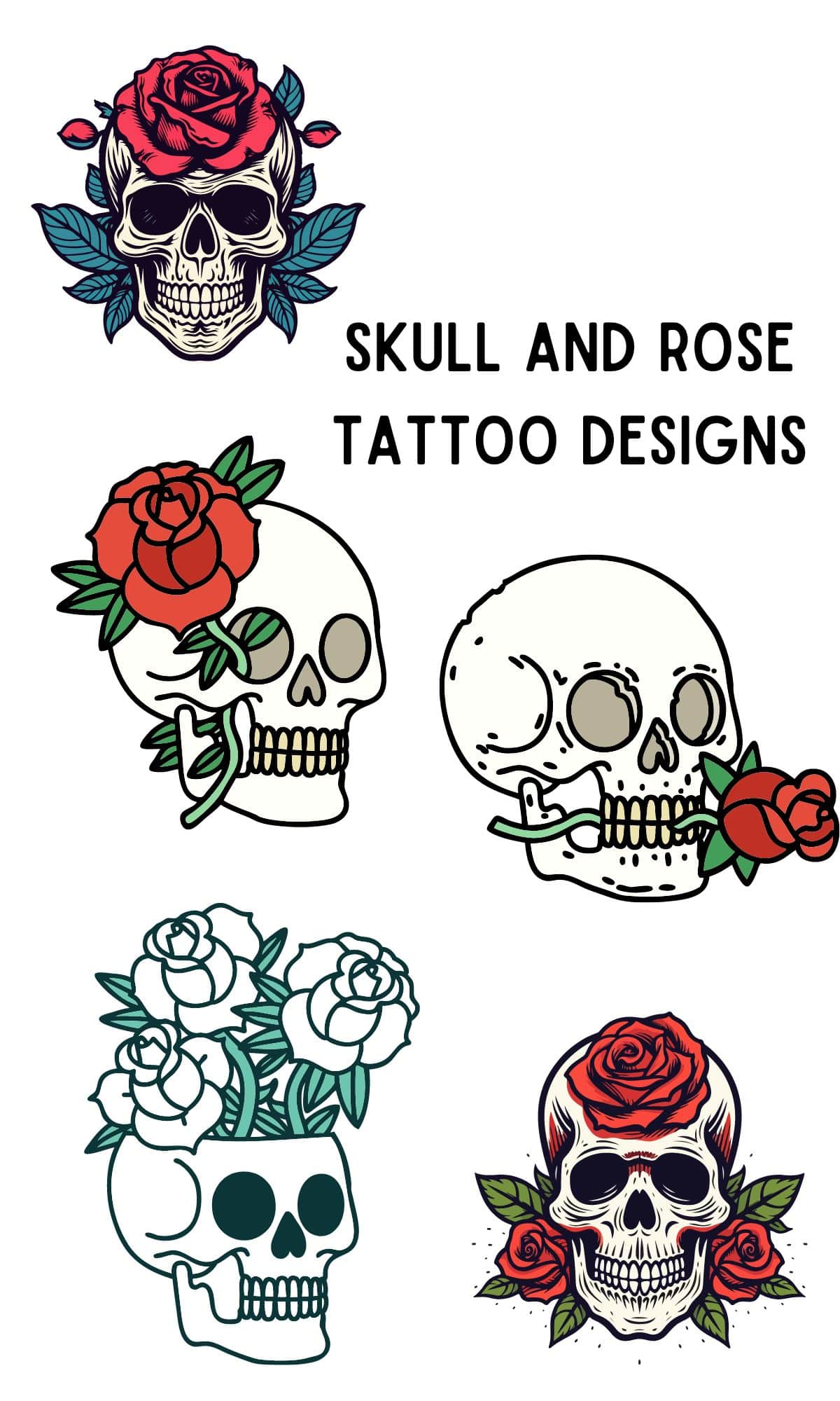 different types of skull and rose tattoo designs and meanings
