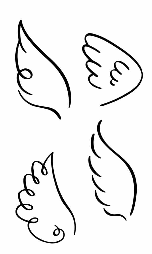 line art angel wings tattoo