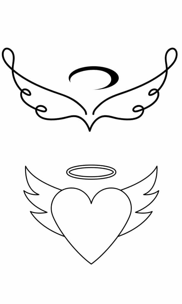 halo and angel wings tattoo