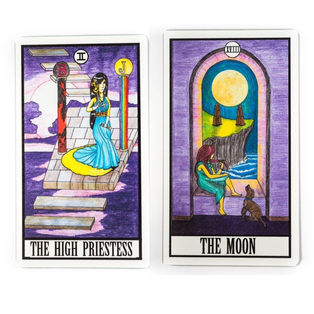 the moon and the high priestess tarot cards intuition