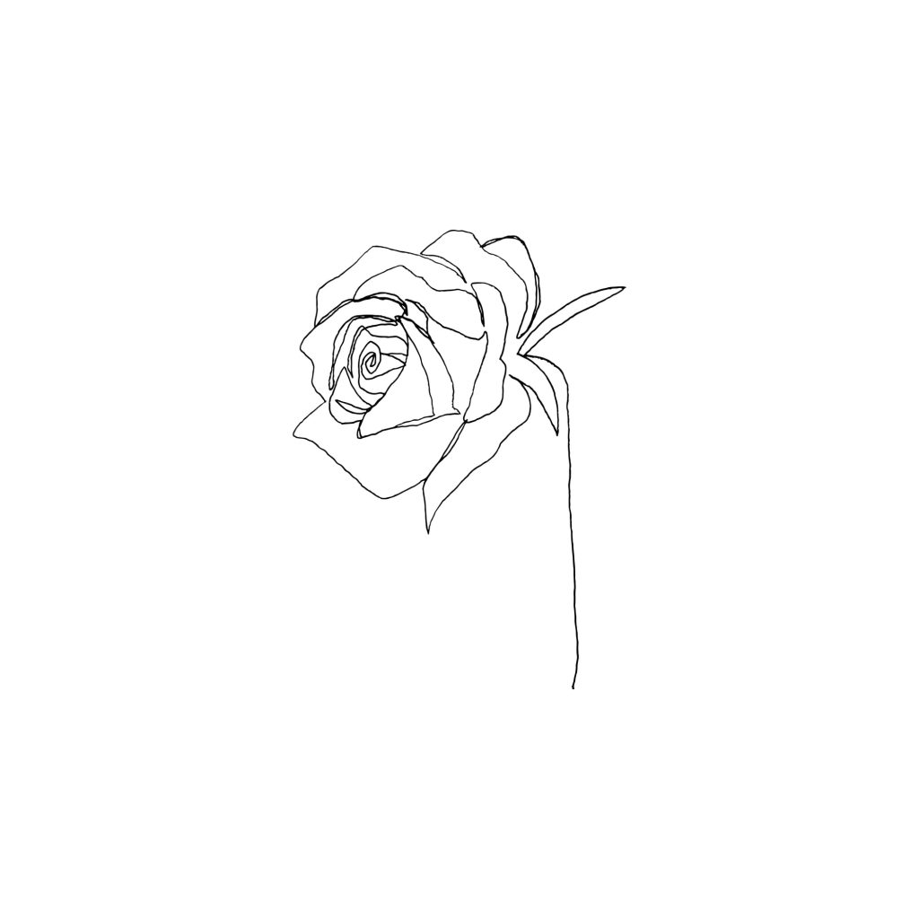 minimalist rose line art tattoo side profile