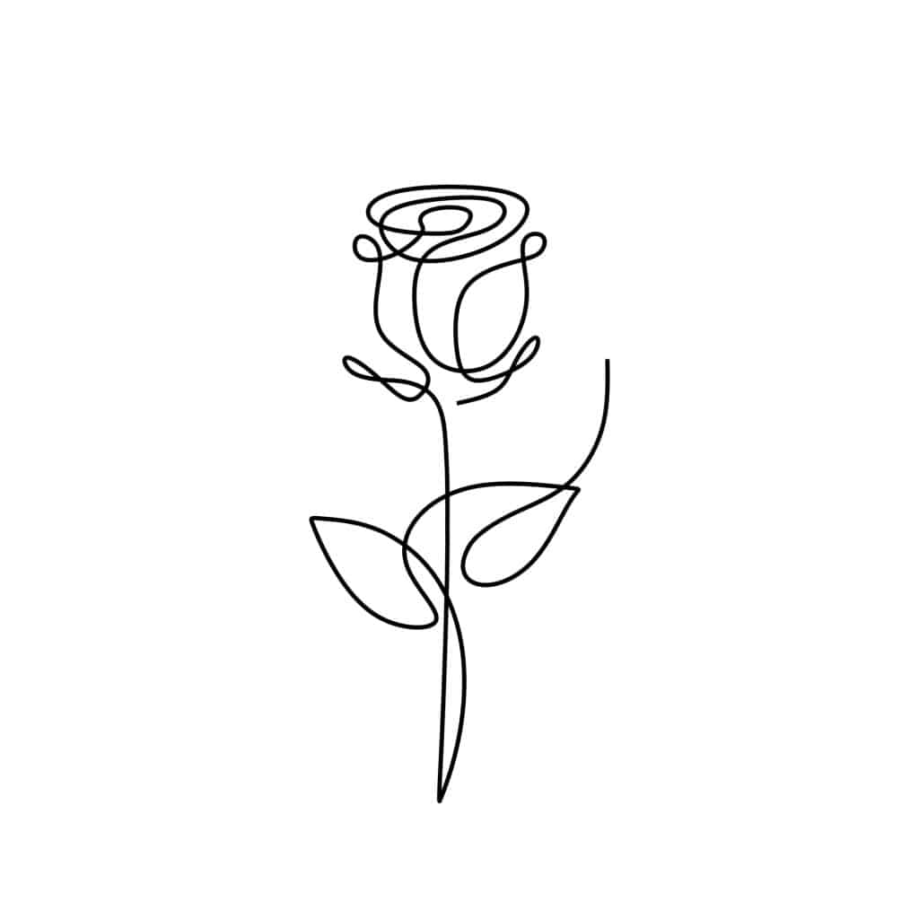 minimalist rose line art tattoo