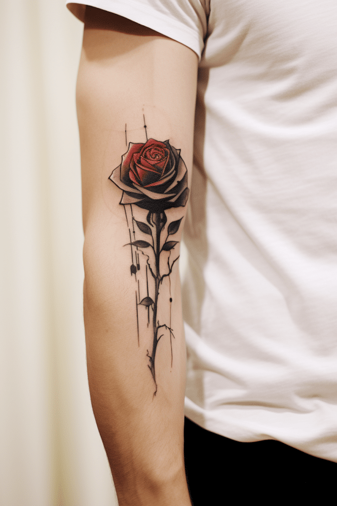male masculine rose tattoo