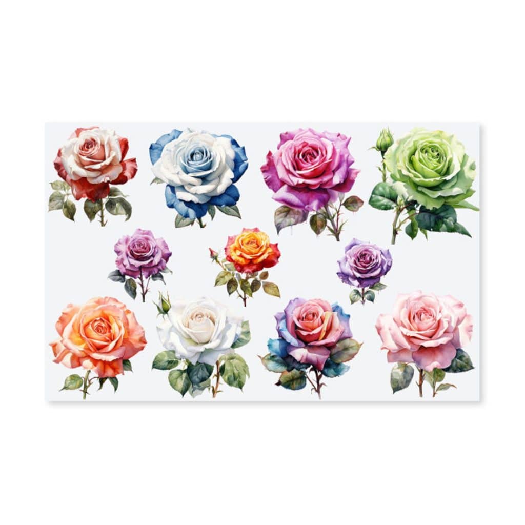 watercolor rose temporary tattoos on Etsy