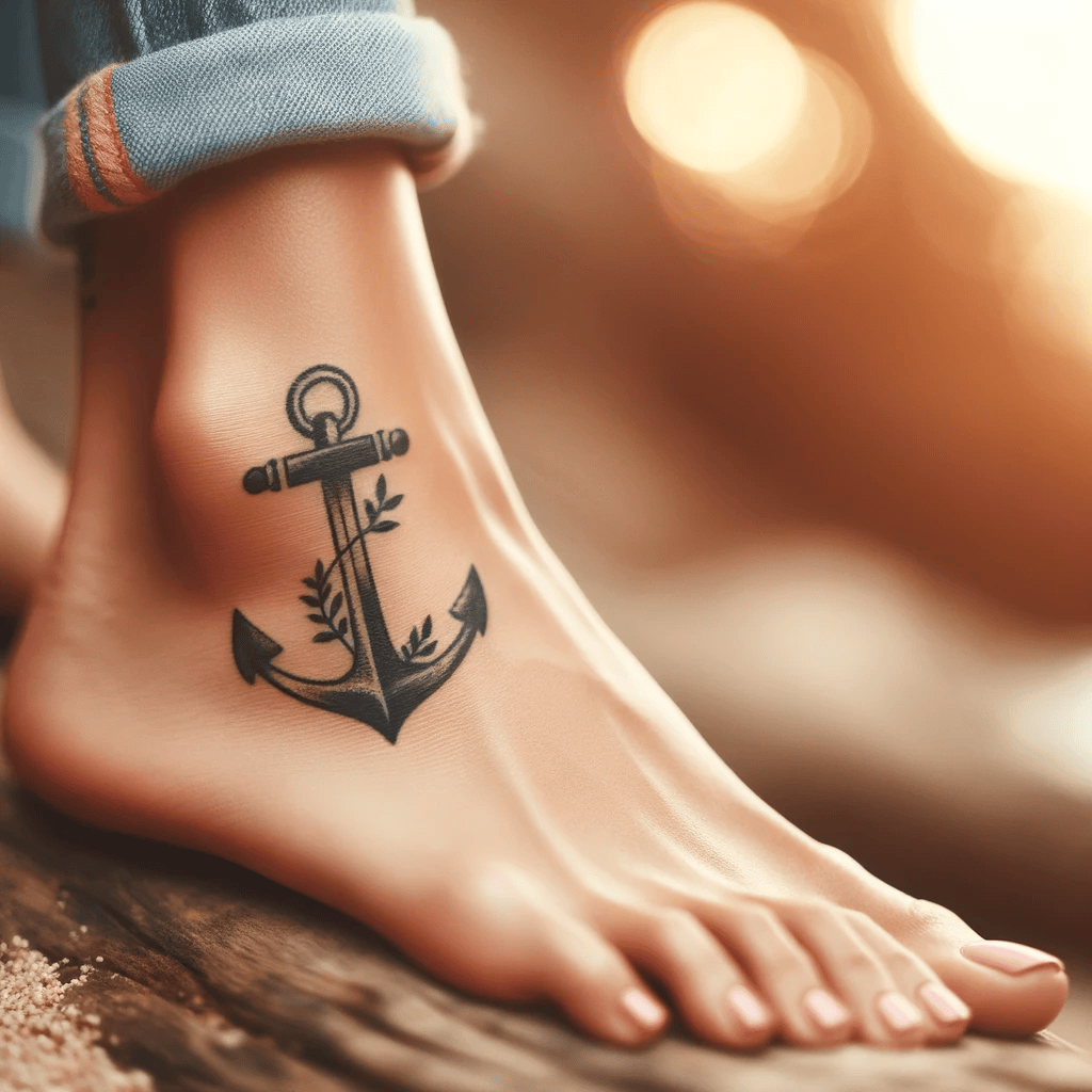 anchor foot tattoo