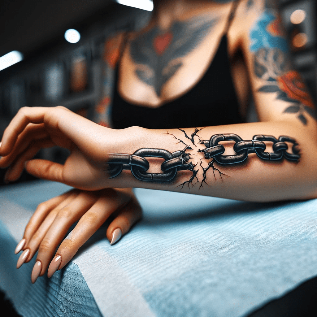 breaking chain tattoo 