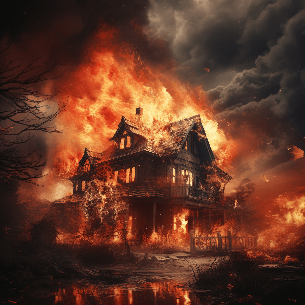 a burning house on fire