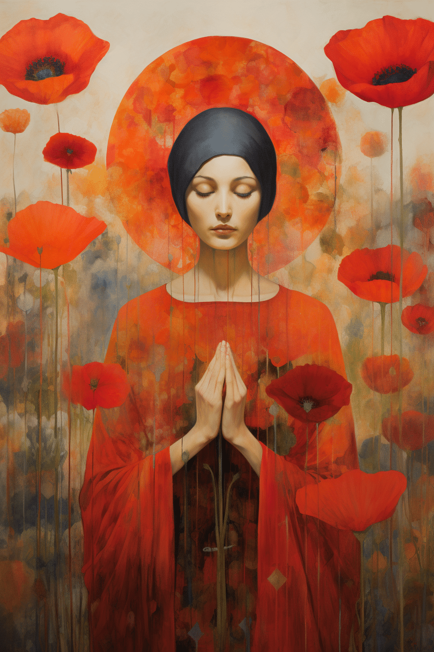 woman with poppies artwork