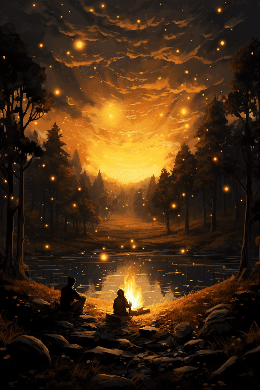a peaceful campfire scene