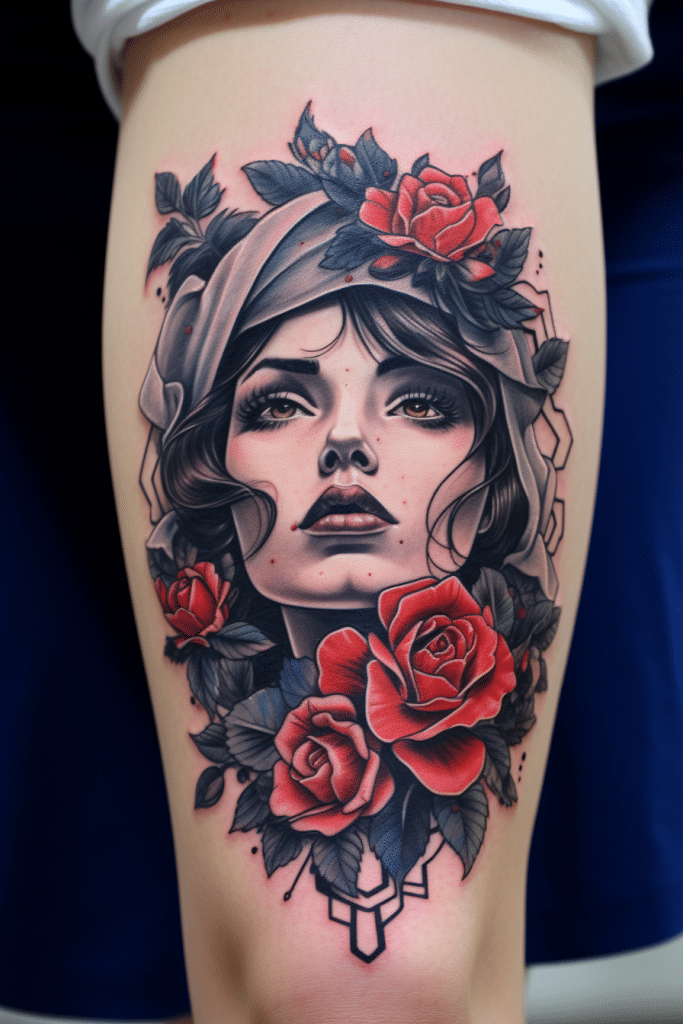 female portrait tattoo 