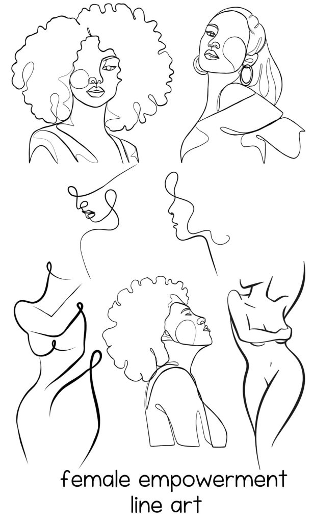 female empowerment line art 