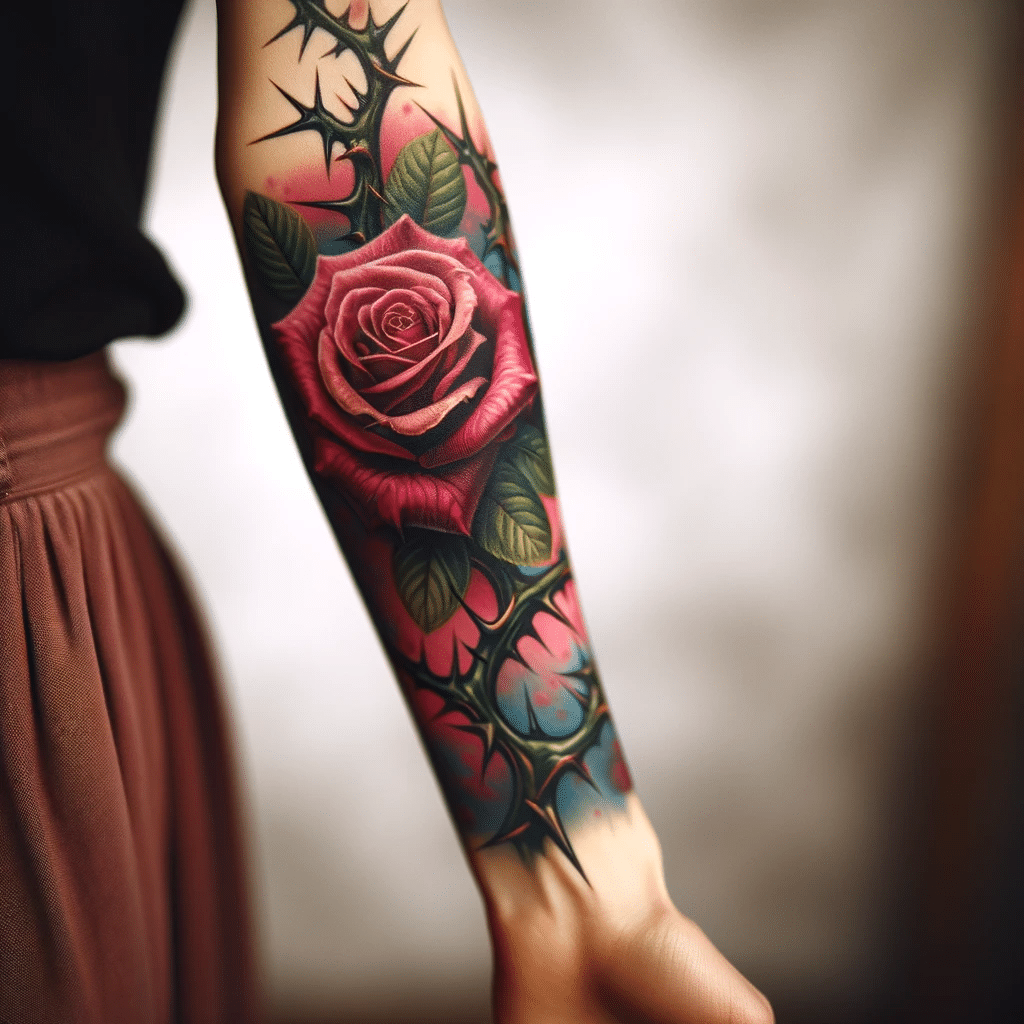 rose with thorns tattoo 