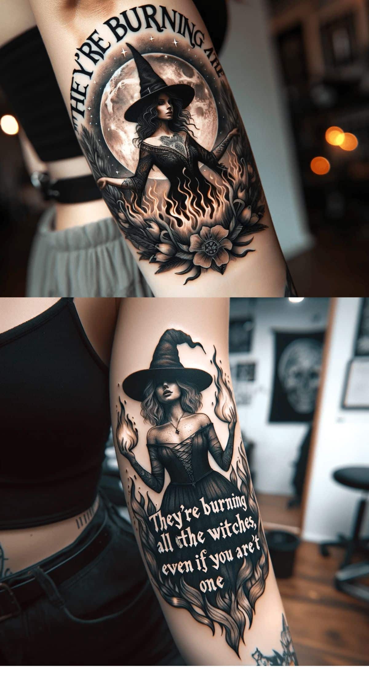 they're burning all the witches even if you aren't one tattoo 
