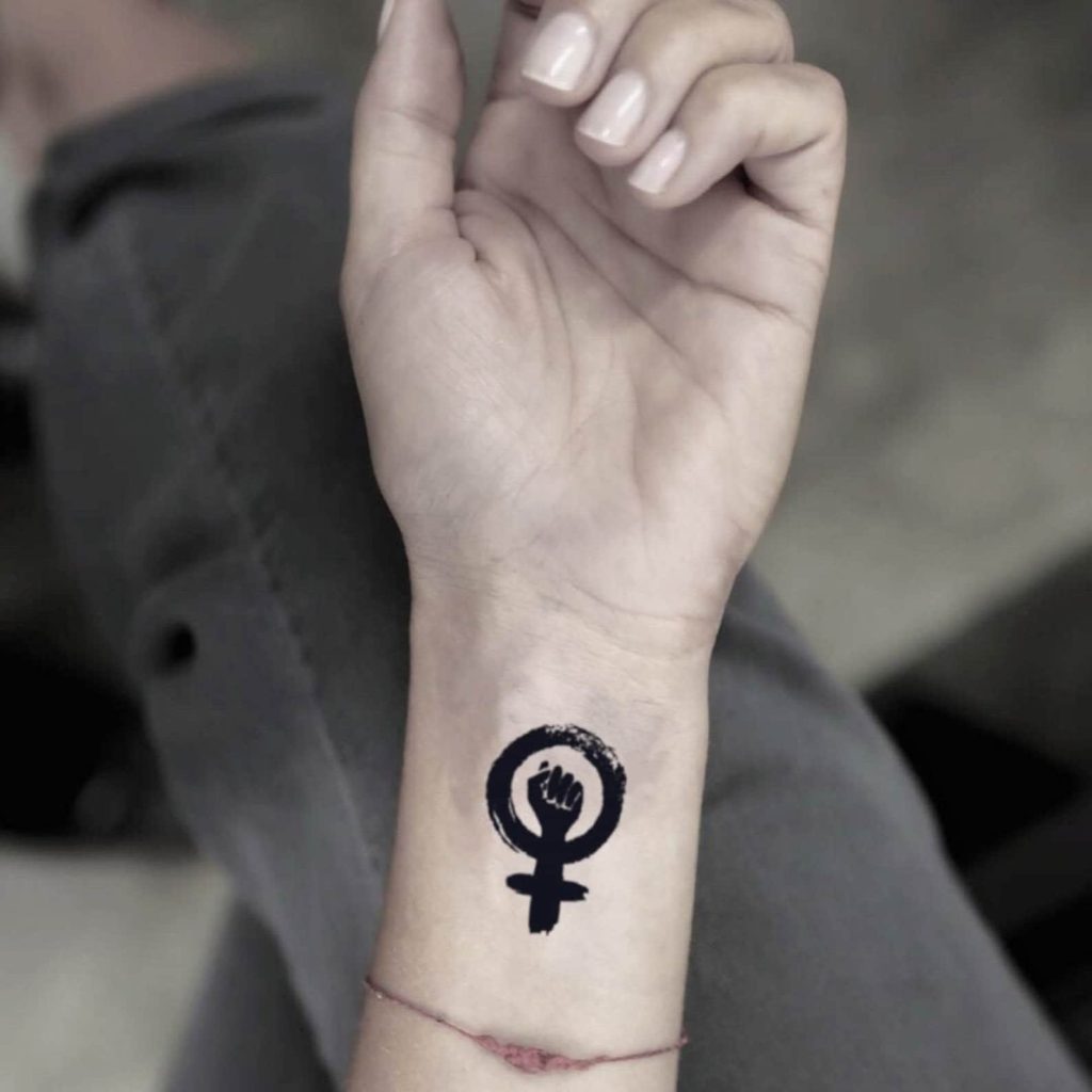 feminist tattoo venus symbol and fist 
