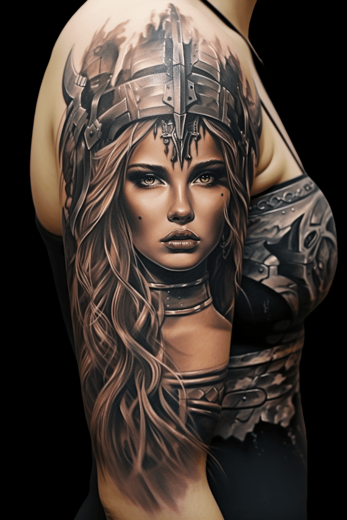 female warrior tattoo 
