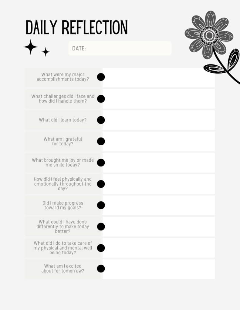 daily reflection printable page