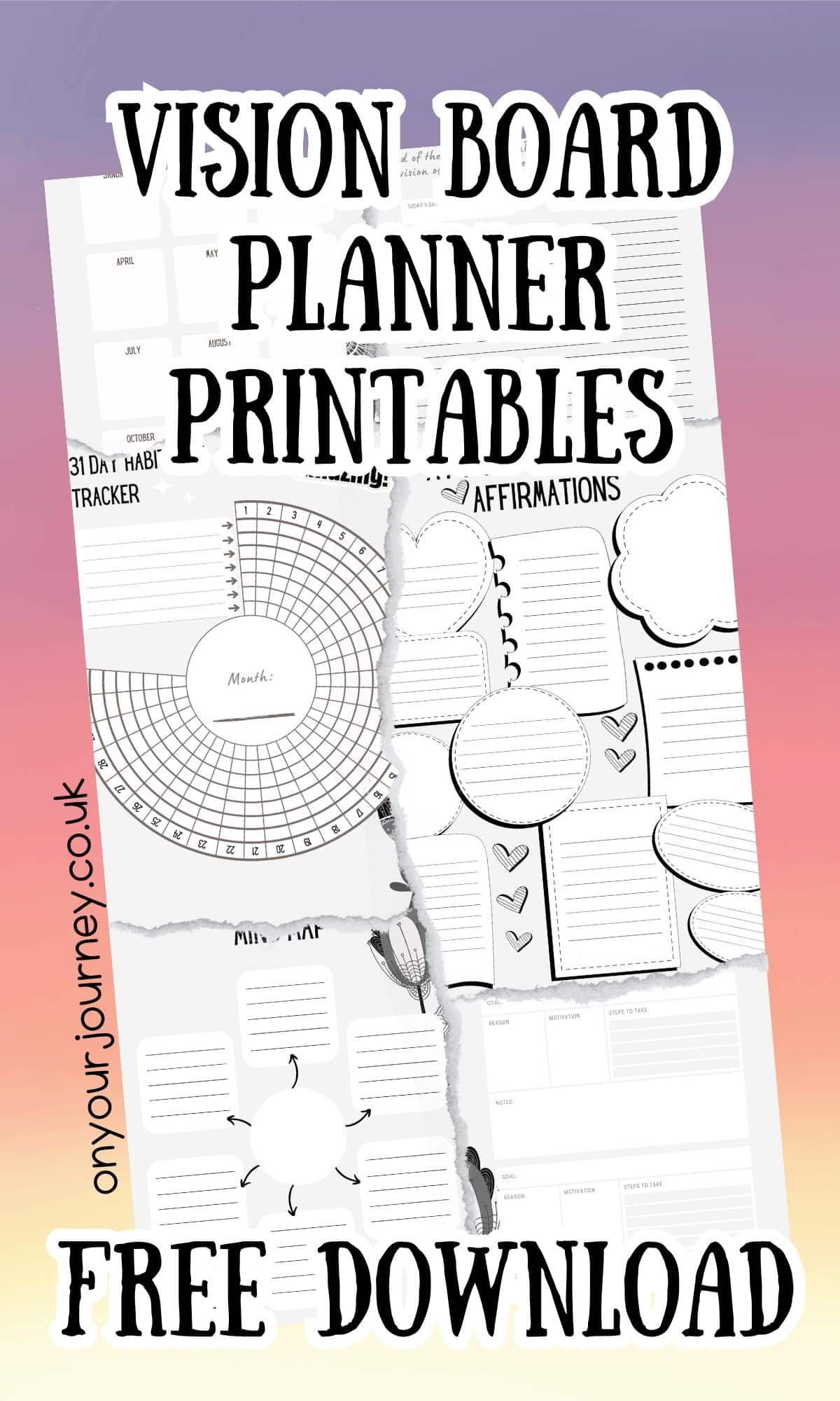 vision board planner worksheets printable