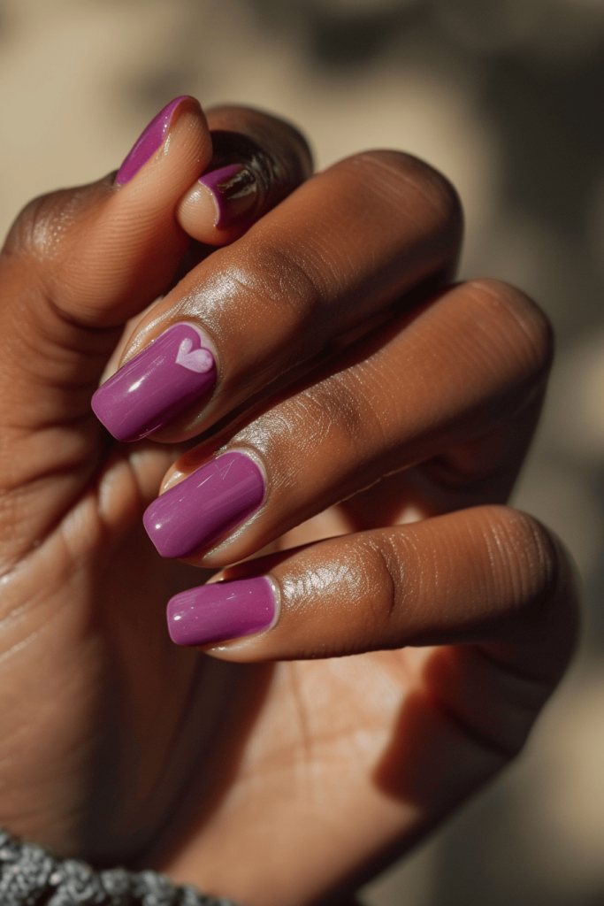 mauve purple heart valentine nails designs