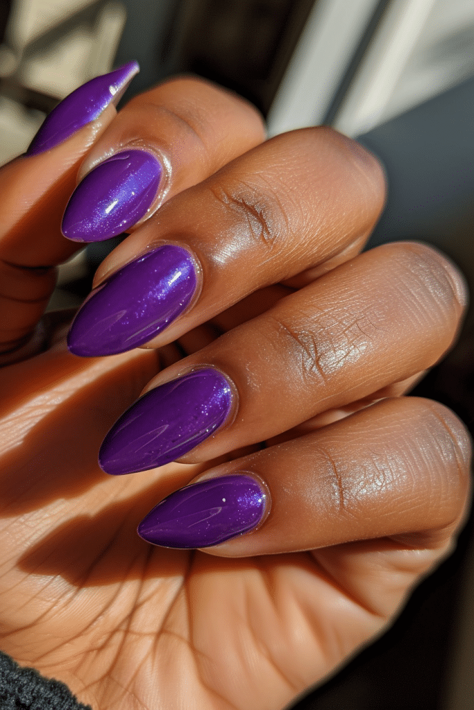 purple glitter nails for black girl