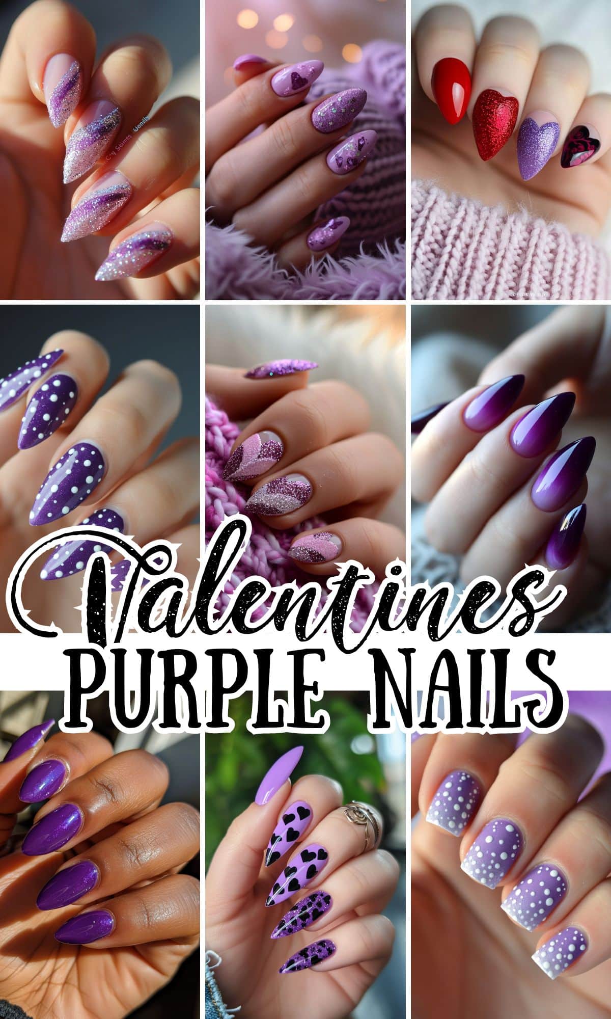Purple valentines nail designs