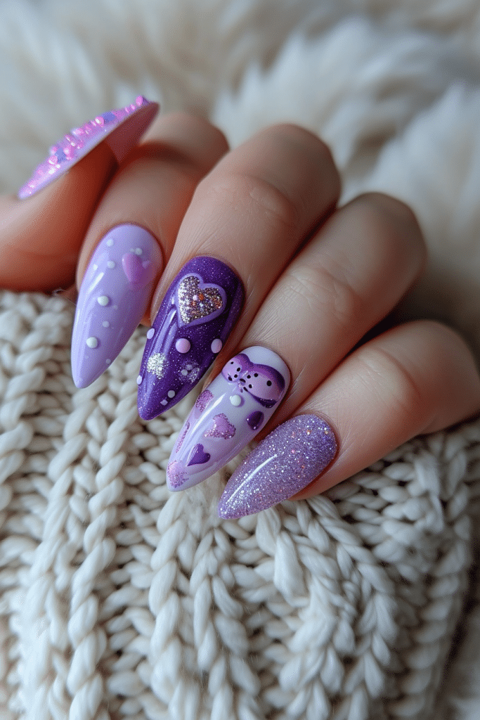 purple valentine nails designs