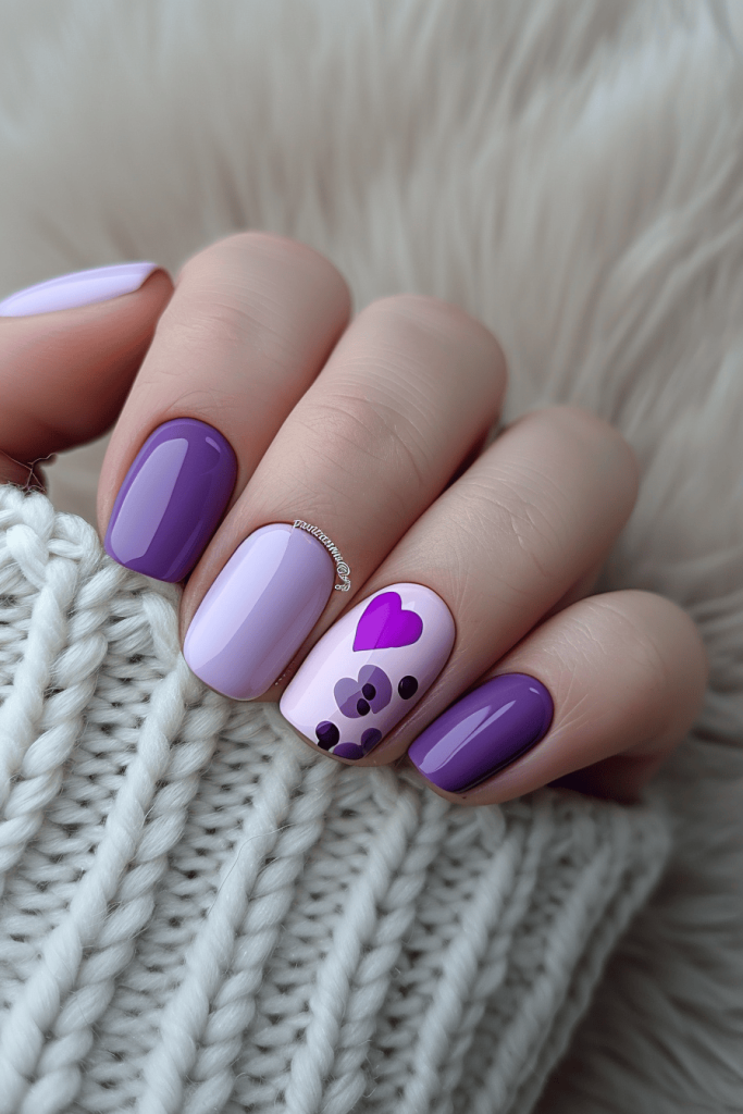 shades of purple valentine nails designs