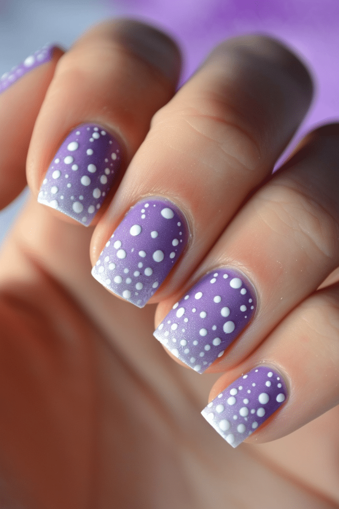 short square nails purple nails with snow nail art
