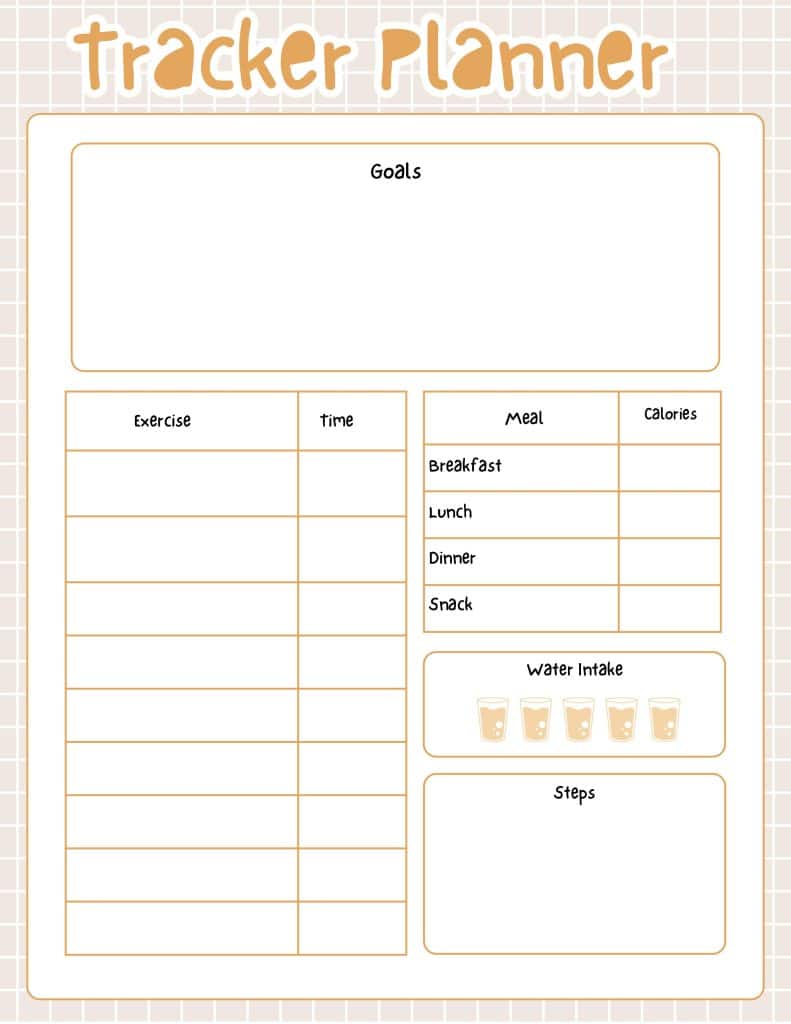 fitness tracker printable