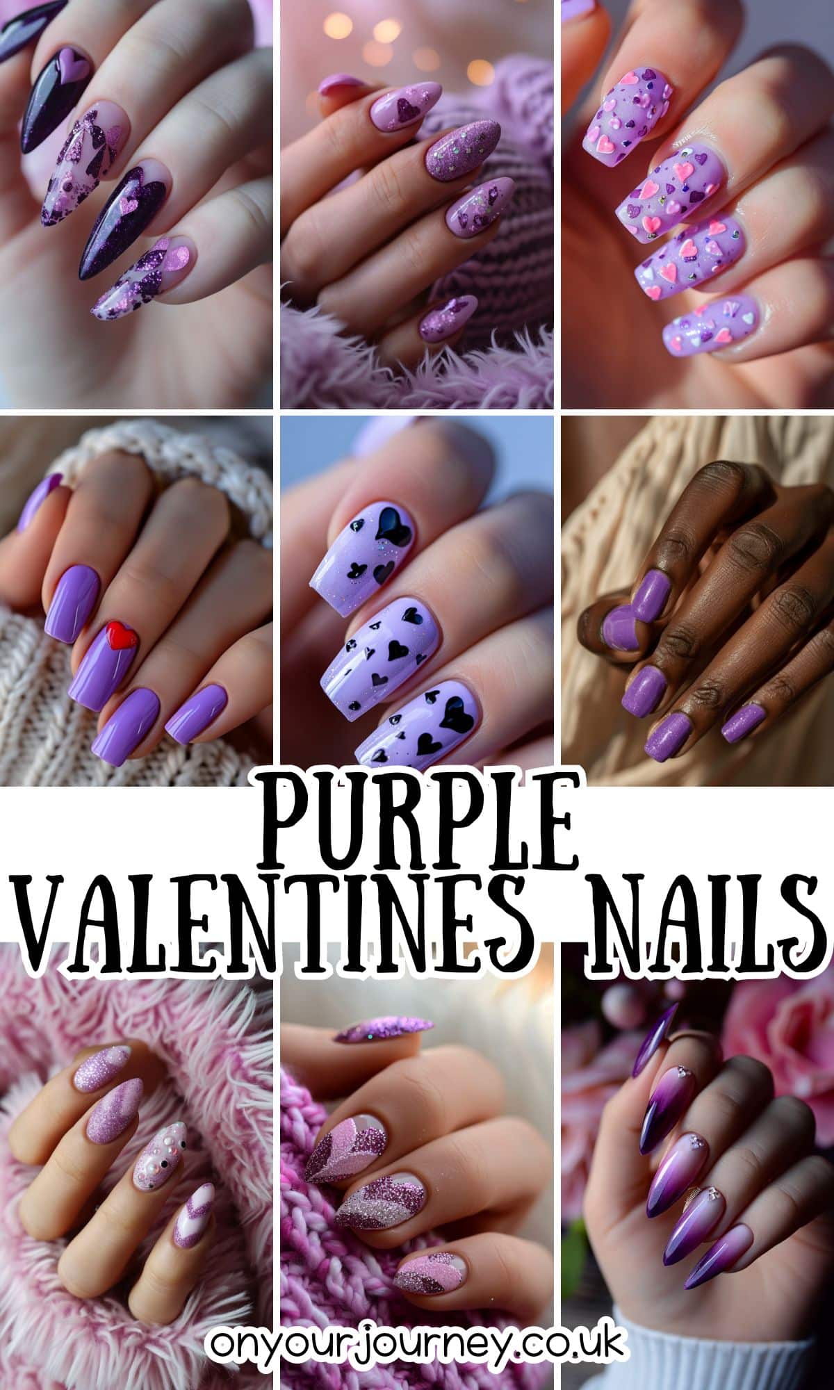 purple valentine nails designs