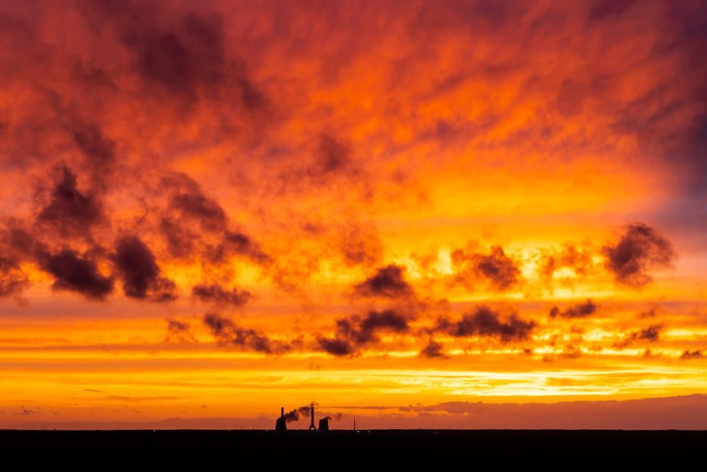 fiery sunset sky 