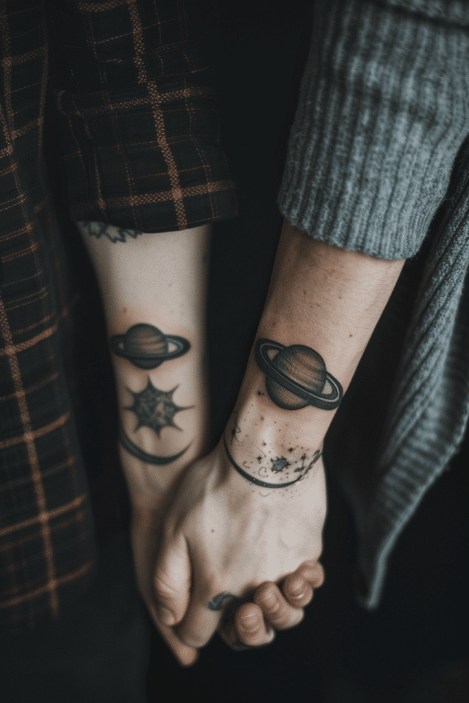 moon and Saturn tattoos Taylor swift friendship tattoo