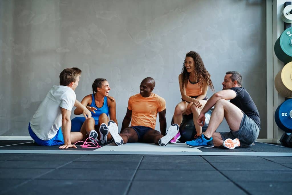sports team resting 