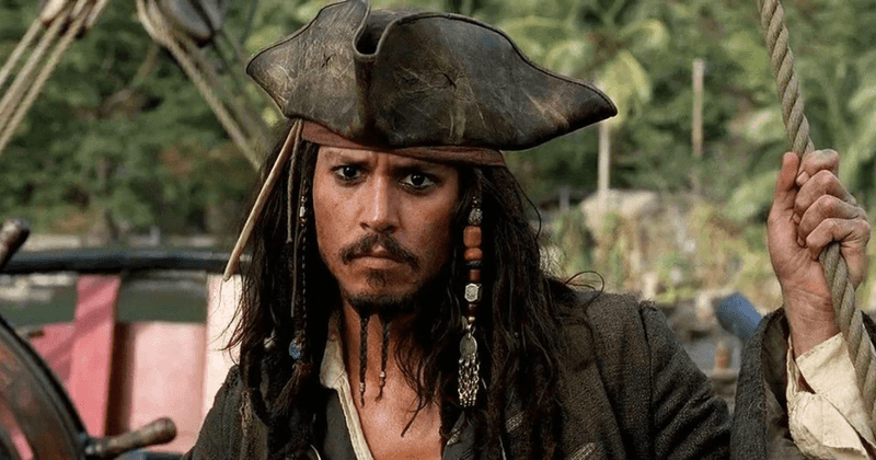 Captain Jack Sparrow in Pirates of the Caribbean