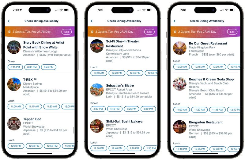 Book Dining Reservations 60 Days Before You Arrive