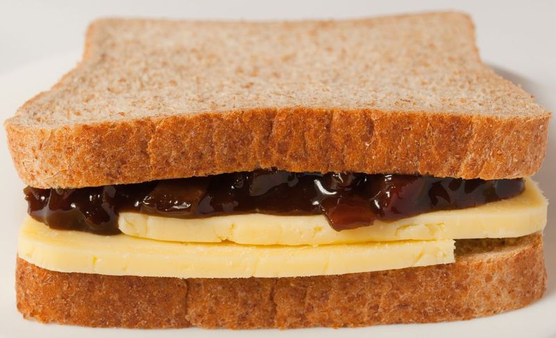Cheese and Branston Pickle Sandwich