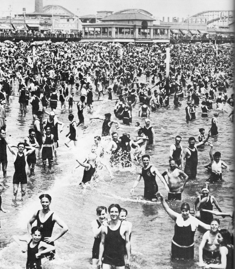 Coney Island Beach Crowds in Summer
