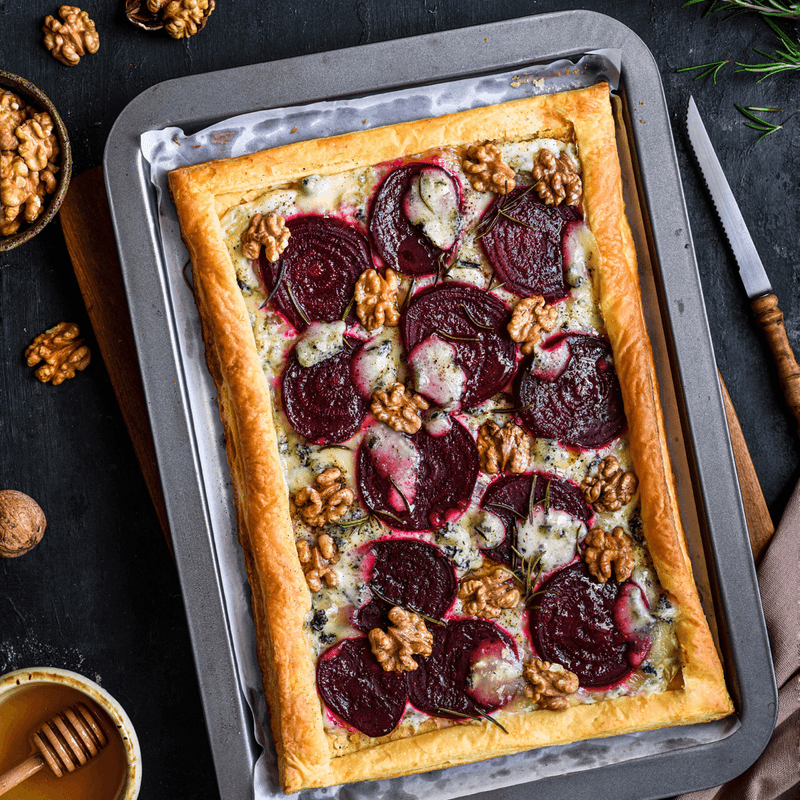 Beetroot, Blue Cheese, and Walnut Tart