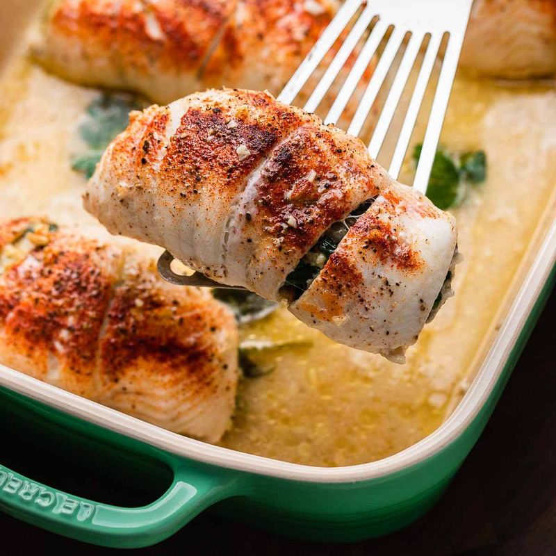 Spinach-Stuffed Fish Fillets
