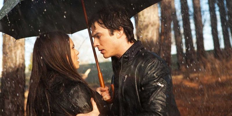 Nina Dobrev and Ian Somerhalder Skipped a Rain Kiss on Vampire Diaries