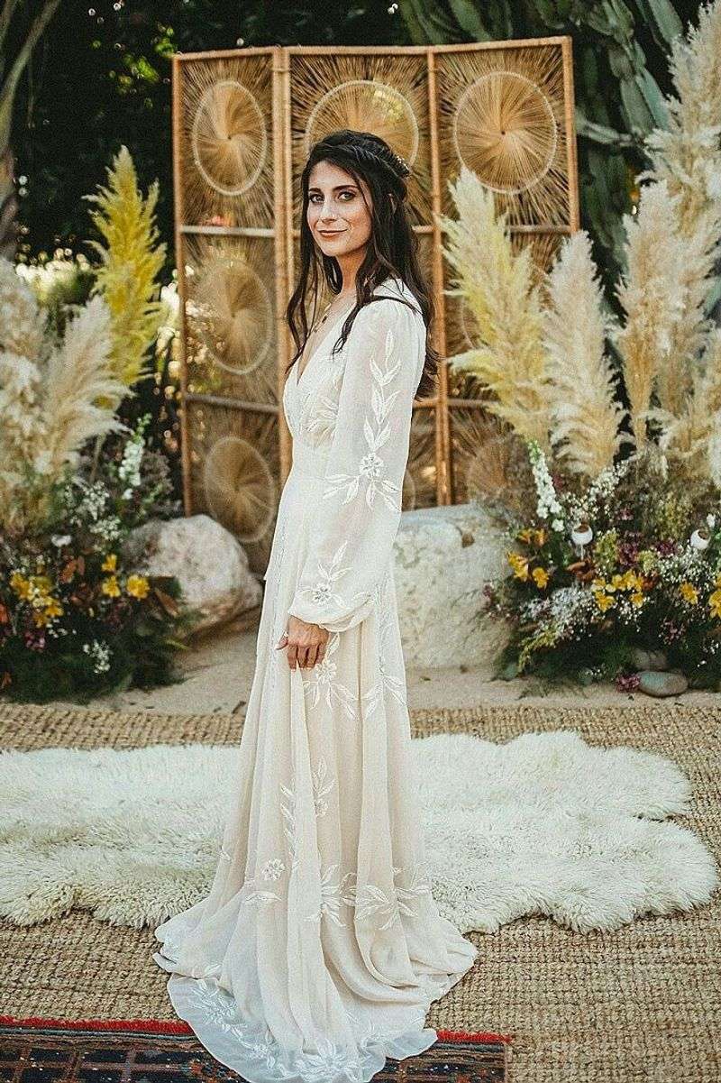 The Boho Bride in a Flowing Chiffon Gown