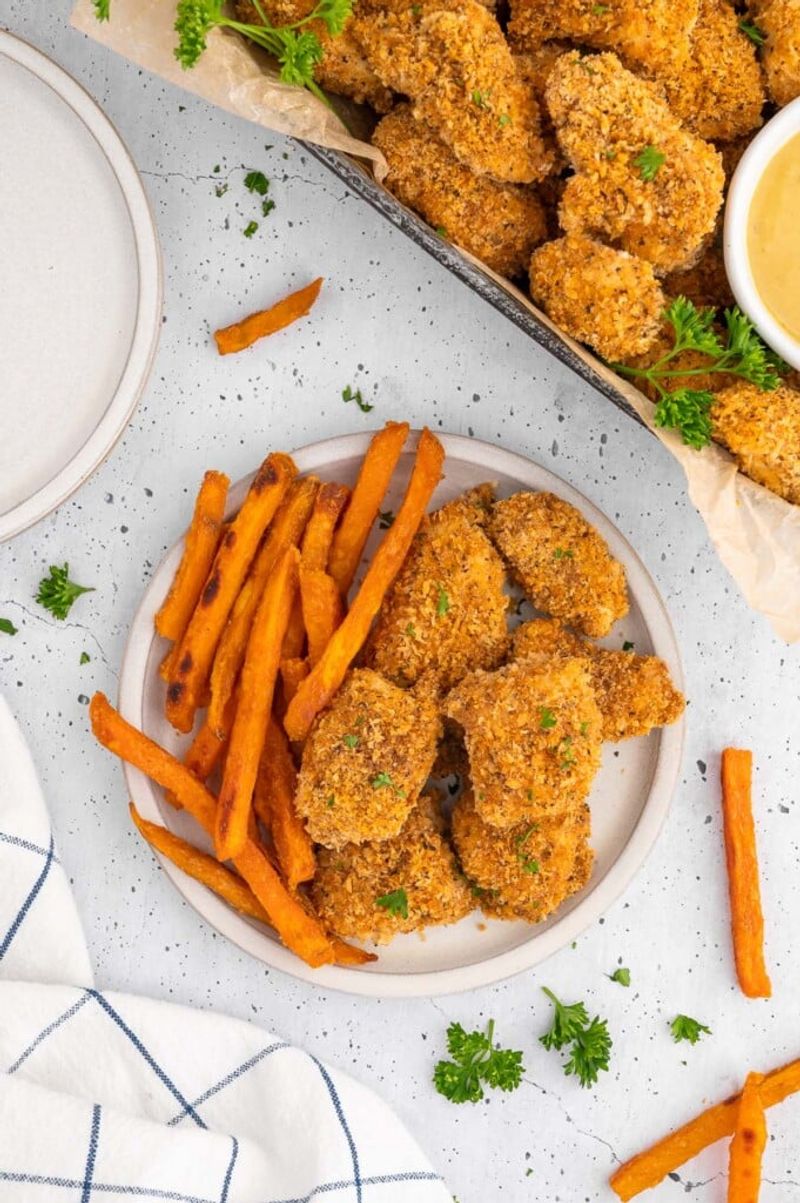 Homemade Chicken Nuggets with Sweet Potato Fries