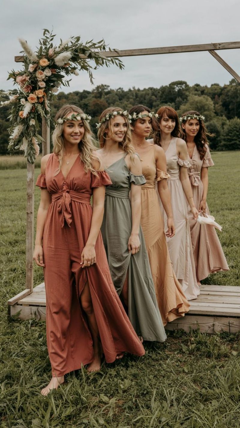 Bridesmaids in Flowy Maxi Dresses