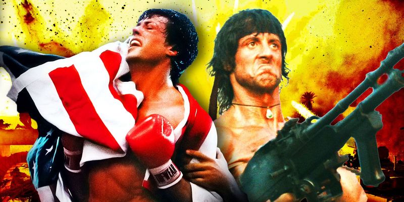 Sylvester Stallone in Rocky IV and Rambo II (1985)
