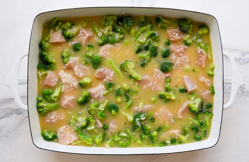 Dump-and-Bake Chicken Broccoli Rice Casserole
