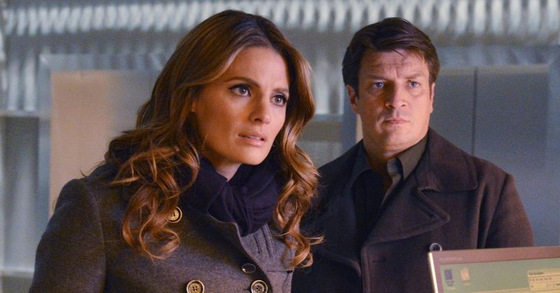 Stana Katic and Nathan Fillion on Castle