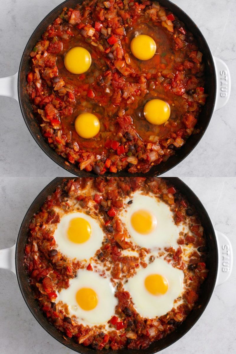Mexican Baked Eggs with Kale and Bell Peppers