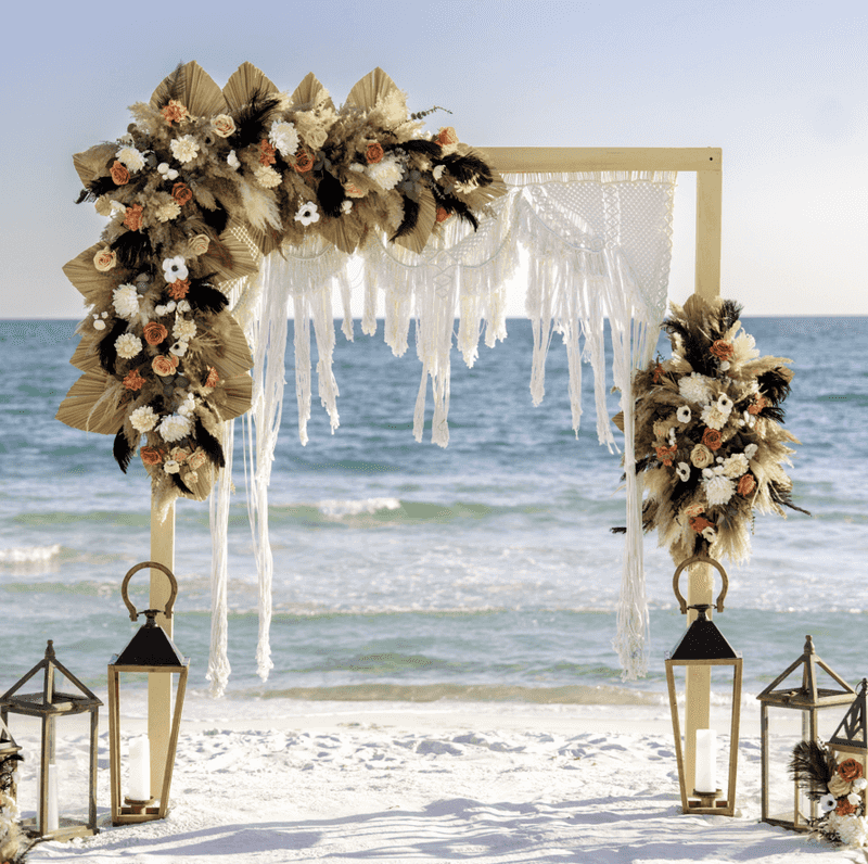 Macrame and Peace Sign Wedding Decorations