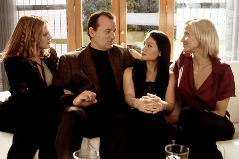 Lucy Liu and Bill Murray on Charlie's Angels