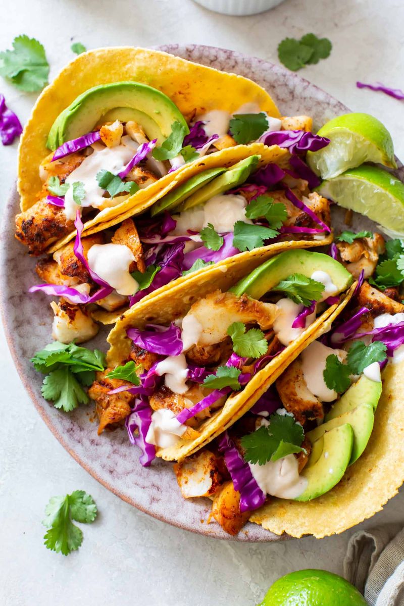 Fish Tacos with Avocado and Black Beans